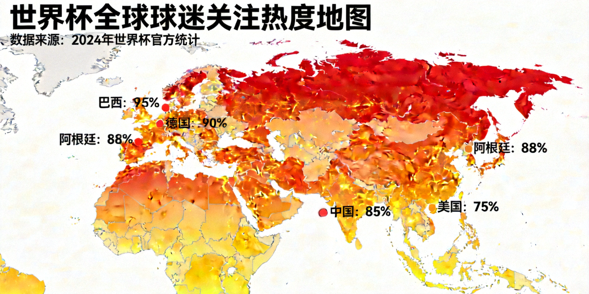 世界杯全球球迷分布热力地图 - 显示各区域关注热度